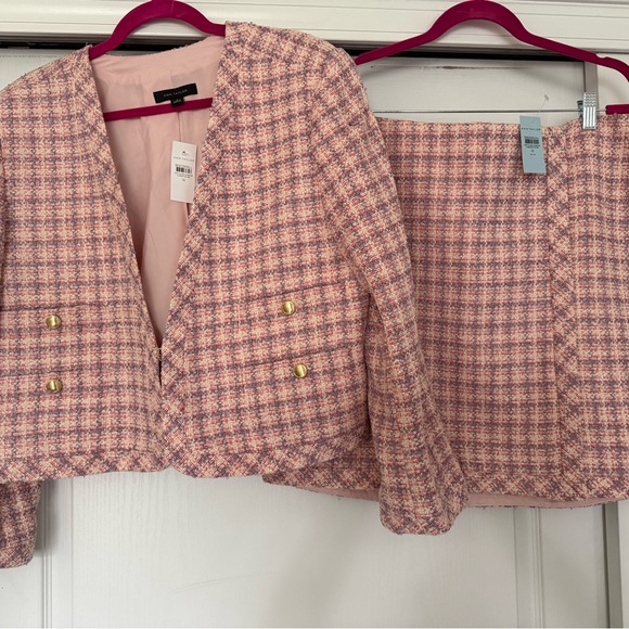 Ann Taylor Jackets & Blazers - Ann Taylor Cropped Pink Tweed Jacket and Skirt Set